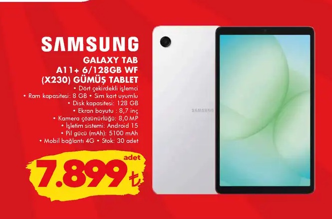 Samsung Galaxy A11+ 6/128Gb Gümüş Tablet