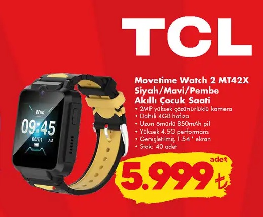 Tcl Movetime Watch 2 Mt42X Siyah/Mavi/Pembe Akıllı Çocuk Saati