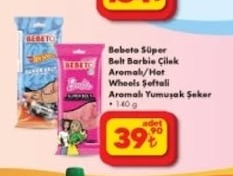 Bebeto Süper Belt Barbie Çilek Aromali / Hot Wheels Şeftali Aromali Yumuşak Şeker 140G