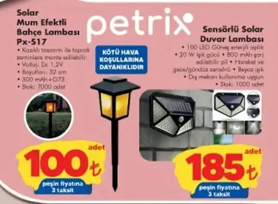 Petrix Sensörlü Solar Bahçe Lambası
Solar Mum Efektli Bahçe Lambası Px- S17
400G