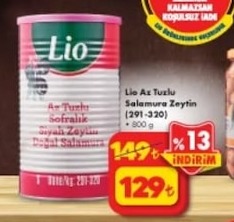 Lio Az Tuzlu Salamura Zeytin 800 G