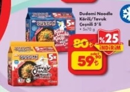 Dudomi Noodle Korili/Tavuk Çeşnili 5'Li 5X70 G