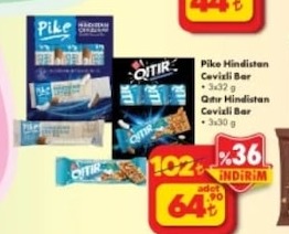 Pike Hindistan Cevizli Bar 3X32G - Qıtir Hindistan Cevizli Bar 3X30G
