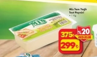 Mis Tam Yağlı Tost Peyniri 1 Kg