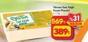 Yörsan Tam Yağlı Kaşar Peyniri 1Kg