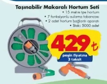Taşınabilir Makaralı Hortum Seti 15 Metre Hortum