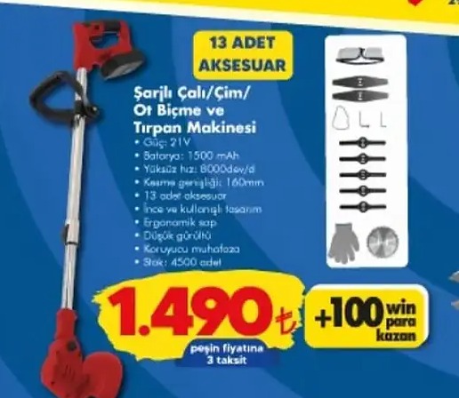 Şarjlı Çalı/Çim/ Ot Biçme Ve Tırman Makinasi 21V