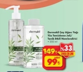 Dermokil Çay Ağacı Yağı Yüz Temizleme Jeli/Tonik Etkili Nemlendirici 200 Ml