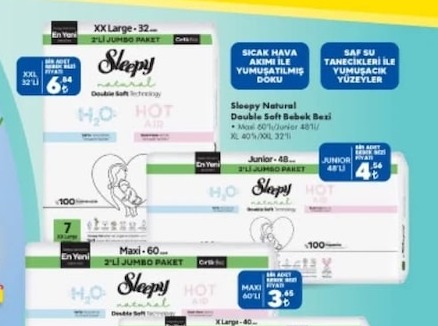Sleepy Natural Double Soft Bebek Bezi Jumbo Paket