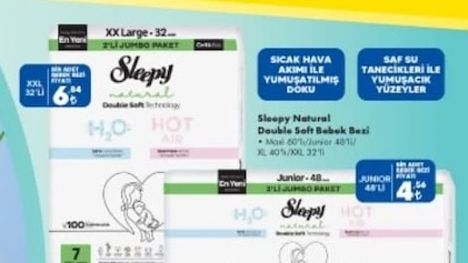 Sleepy Natural Double Soft Bebek Bezi Jumbo Paket