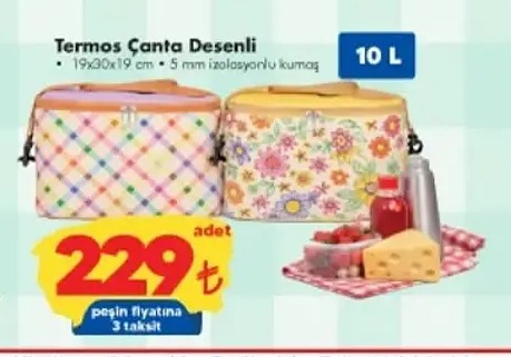 Termos Çanta Desenli 10 L