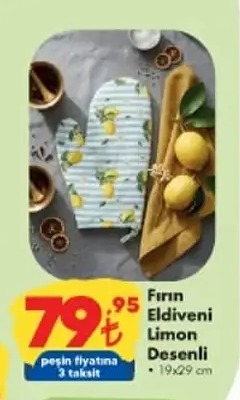 Fırın Eldiveni Limon Desenli 19X29 Cm