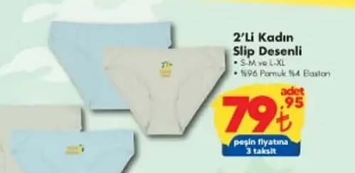 2'Li Kadın Slip Desenli S-M Ve L-Xl