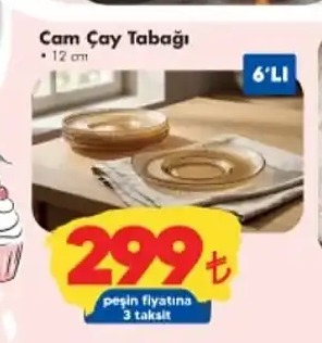 Cam Çay Tabağı 12 Cm 6'Lı