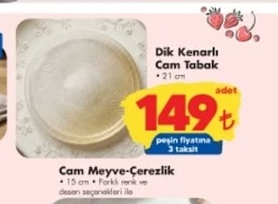 Dik Kenarli Cam Tabak 21 Cm