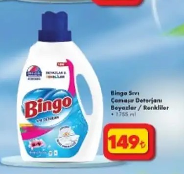 Bingo Sıvı Çamaşır Deterjanı Beyazlar / Renkliler 1.75 L