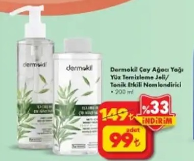 Dermokil Çay Ağacı Yağı Yüz Temizleme Jeli/Tonik Etkili Nemlendirici 200 Ml