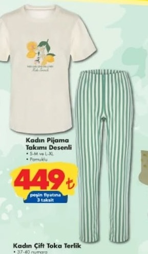 Kadın Pijama Takımı Desenli