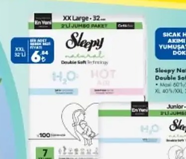 Sleepy Natural Double Soft Bebek Bezi Xxl 32'Li