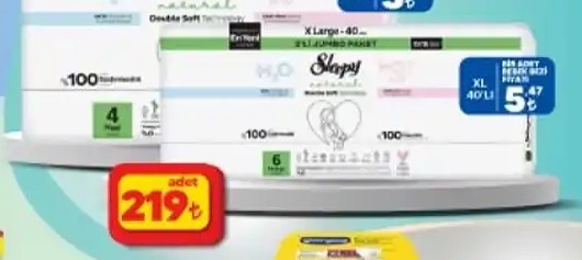 Sleepy Natural Bebek Bezi X-Large 40 Adet