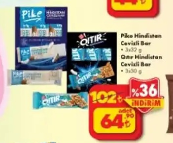 Pike Hindistan Cevizli Bar 3X32 G, Qıtır Hindistan Cevizli Bar 3X30 G