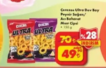 Cerezos Ultra Dev Boy Peynir Soğan/Acı Baharat Mısır Cipsi 150G