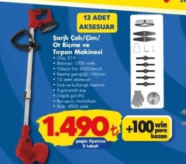 Şarjlı Çalı/Çim/Ot Biçme Ve Tırman Makinesi