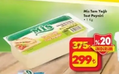 Mis Tam Yağlı Tost Peyniri 1Kg