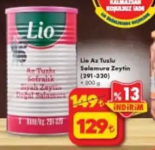 Lio Az Tuzlu Salamura Zeytin 800G