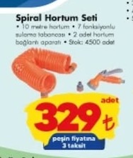Spiral Hortum Seti 10 Metre Hortum 7 Fonksiyonlu Sulama Tabancası 2 Adet Hortum Bağlantı Aparatı Stok: 4500 Adet
