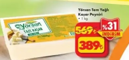 Yörsan Tam Yağlı Kaşar Peyniri 1 Kg