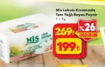 Mia Lokum Kıvamında Tam Yağlı Beyaz Peynir 1 Kg 199 T₺