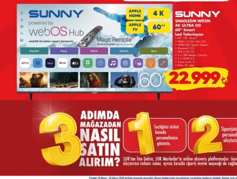 Sunny Sn60Ledm-W02M 60" 4K Ultra Hd Smart Led Televizyon