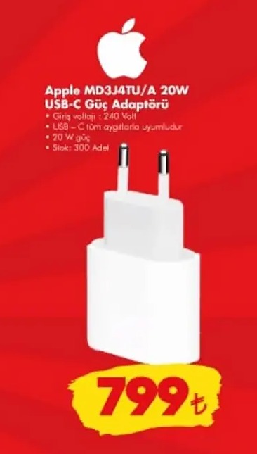 Apple Md3J4Tu/A 20W Usb-C Güç Adaptörü