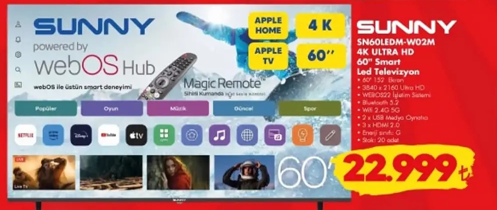 Sunny Sn60Ledm-W02M Televizyon