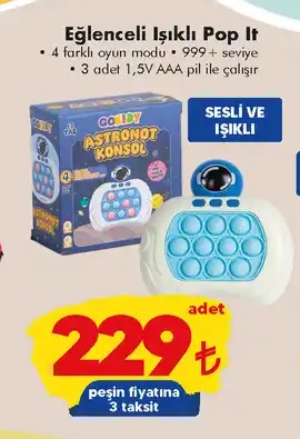 Gomidy Eğlenceli Işıklı Pop It Astronot Konsol