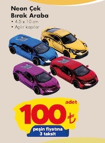 Neon Çek Bırak Araba 4 Adet