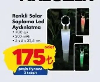 Renkli Solar Saplama Led Aydınlatma