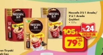 Nescafe 3'Ü 1 Arada/2'Si 1 Arada Çeşitleri 10'Lu