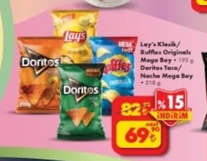 Lay'S Klasik / Ruffles Originals Mega Boy · 193 G, Doritos Taco / Nacho Mega Boy · 218 G
