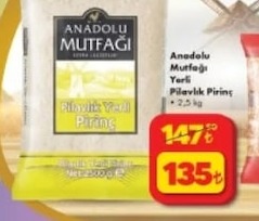 Anadolu Mutfağı Yerli Pilavlık Pirinç 2,5 Kg