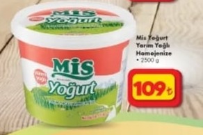 Mis Yoğurt Yarım Yağlı Homojenize 2500 G