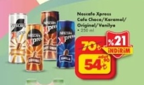 Nescafe Xpress Cafe Choco/Karamel/Original/Vanilya 250 Ml