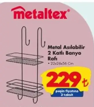 Metal Asılabilir 2 Katlı Banyo Rafı 22X26X56 Cm