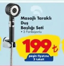 Masajlı Taraklı Duş Başlığı Seti - 3 Fonksiyonlu