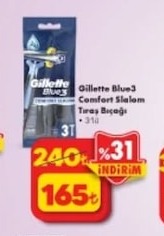 Gillette Blue3 Comfort Slam Tıraş Bıçağı 3'Lü
