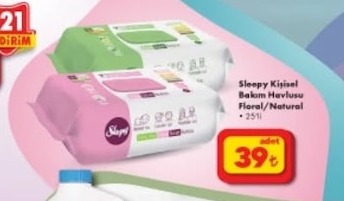Sleepy Kişisel Bakım Havlusu Floral/Natural 25'Li