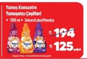Yumos Konsantre Yumuşatıcı Çeşitleri 1008Ml