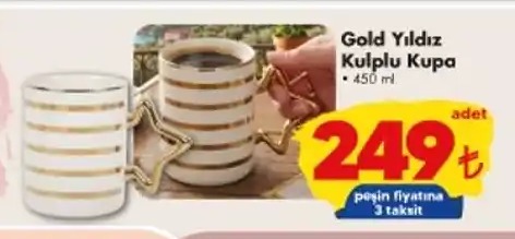 Gold Yıldız Kulplu Kupa 450Ml