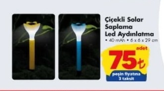 Cicekli Solar Saplama Led Aydinlatma 40Mah